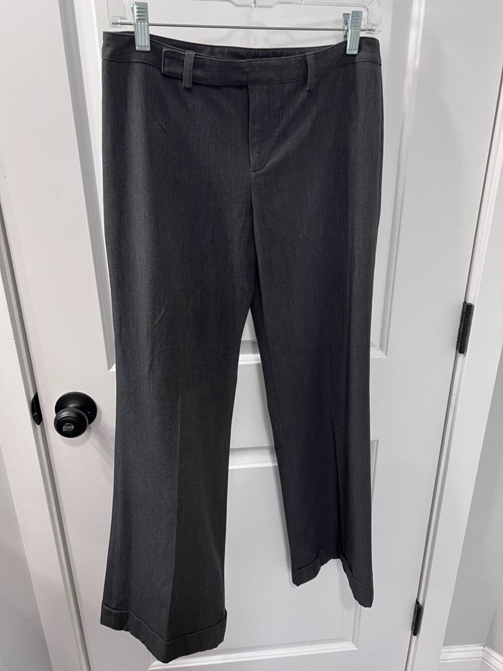 Nine West Petite Dress Pants Women's 6P Charcoal Gray Stretch Trouser Cuffed Hem
